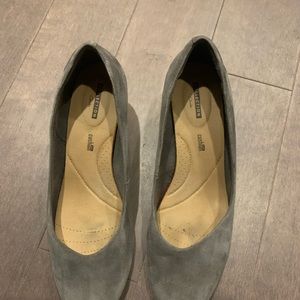 Gray Suede Look Wedge Pumps ~ Clarks